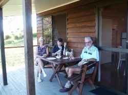 Enjoying drinks on the veranda.
